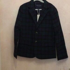 Dark Green and Navy Plaid Blazer